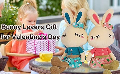 Set of 2 Easter Plush Bunny Rabbit, 18.3 in Doll Rabbit Stuffed Animal Huggable Rabbit Christmas Easter Girls' Gift Room Decorations, Pink & Blue...