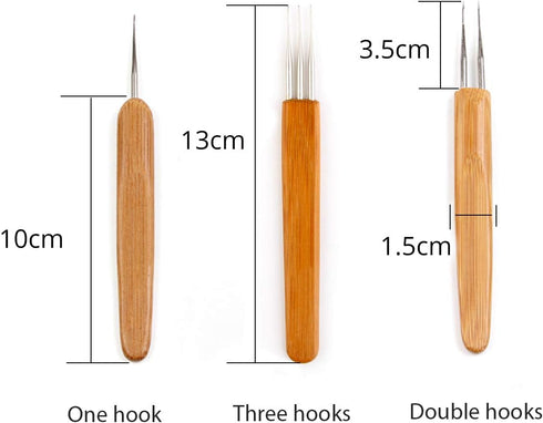 Dreadlocks Crochet Hook for Hair 3pcs/set (1 hook, 2 hooks, 3 hooks) 0.75mm Dreadlock Hooks with Wooden Handle Crochet Needles for Hair Dreadlock ...