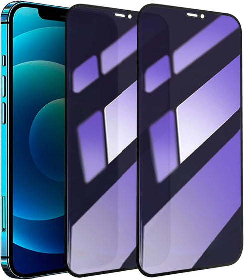 [2 Pack Anti-Blue Light Privacy Screen Protector Compatible with iPhone 12 / iPhone 12 Pro 6.1", 9H Hardness Scratch Resistant Shatter-Proof Tempe...
