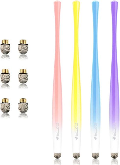 ELZO Capacitive Stylus Pens Premium Metal Slim Combo 4 Pack Tips for All Touch Screens iPad & Android Tablets DELL/Samsung/HP/Asus/Surface/Samsung...