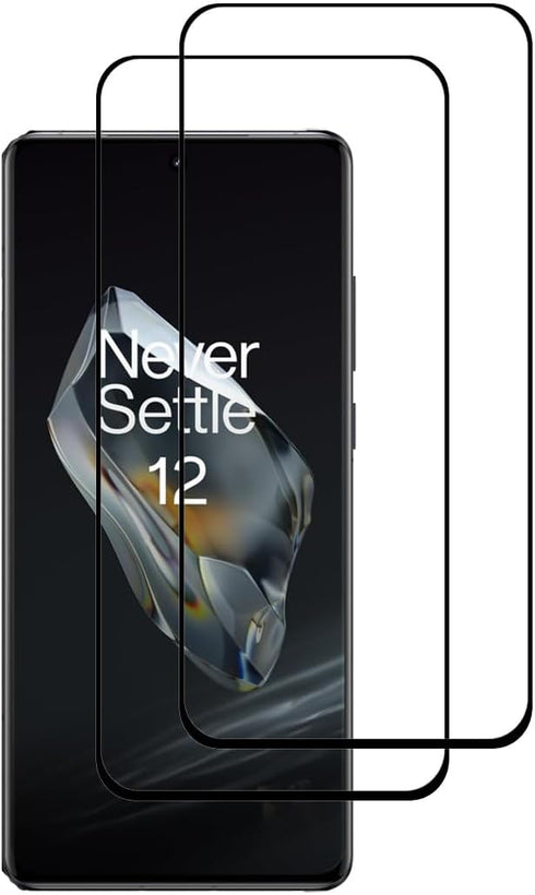 2 Pack for Oneplus 12R Black Tempered Glass Screen Protector 9H Frontier Protective Protector......
