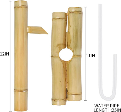 Bamboo Water Fountain without Pump,Water Fountain Outdoor Indoor,Zen Garden Decor for Desk Patio Yard,12 Inch...