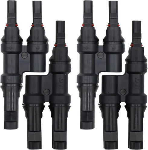 4 PCS Solar Branch Connectors 1500V DC,IP67 Waterproof T Connector for Parallel Connection Between Solar Panels FMM+MFF (2Pairs)...