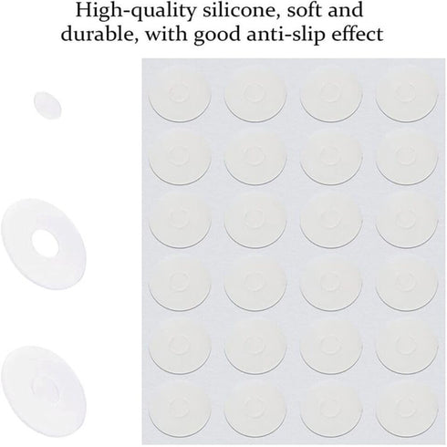 24Pcs White Non-Slip Silicone Grips for Quilt Templates, Non-Slip Adhesive Rings, Quilting Rulers Sewing Rulers, Non-Slip Ruler Grip Rings, Adhesi...