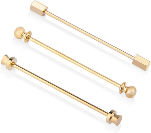 Wynameleri Mens Shirt Collar Bars Pins Clips Clasps Silver Tone and Gold Tone Set 3 PCS Business Gift 60mm...