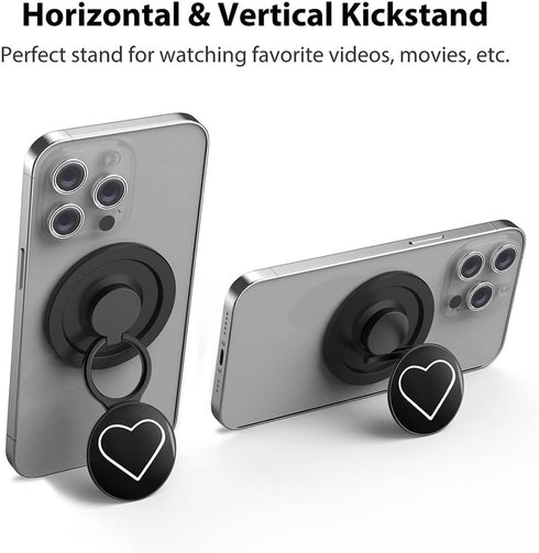 Magnetic Phone Grip Compatible with MagSafe, Phone Ring Holder Finger Kickstand, Adjustable Metal Phone Rings Gripper Stand Compatible with Magnet...