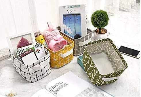 Mini Storage Basket?Pack of 5?- Blend Storage Bins for Makeup, Book, Baby Toy,8x6x5.5 inch Home Decor Canvas Organizers Bag 8x6.3x5.1 inch...