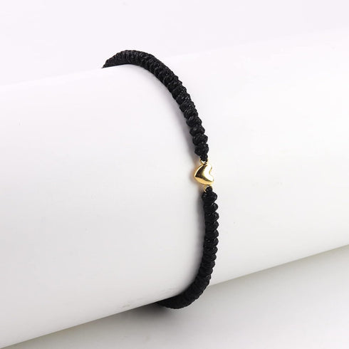 xuzhiyuan 2Pcs Love Heart Braided String Bracelets Cute Sweet Hollow Heart Matching Adjustable Bracelet Pink Black Red String Mother's Day Gifts f...