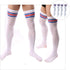 2Pairs/4Pcs Red & Blue Stripes Men Soccer Thigh Stocks High Stockings Velvet Sport Striped Long Socks (Red & Blue)...