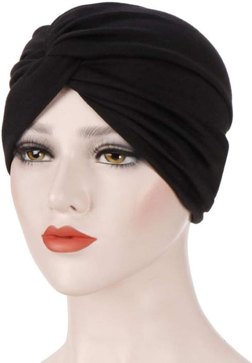 ® 3 Pieces Turbans for Women Soft Pre Tied Knot Fashion Pleated Cancer Turban Cap Chemo Headwrap Sleep Hat...