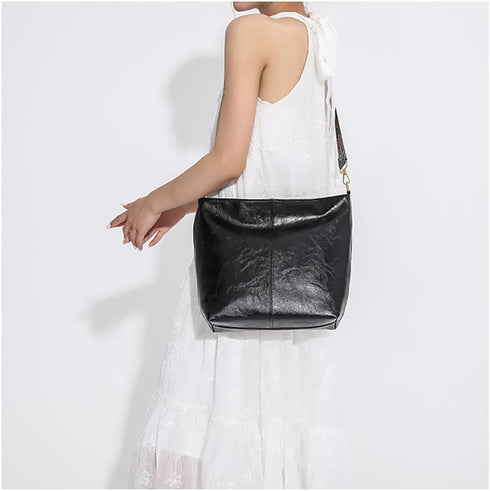 Hobo Bags Vegan Leather Crossbody Bag Guitar Strap Hobo Purses and Handbags Bucket Bags Shoulder Bag with Zipper...