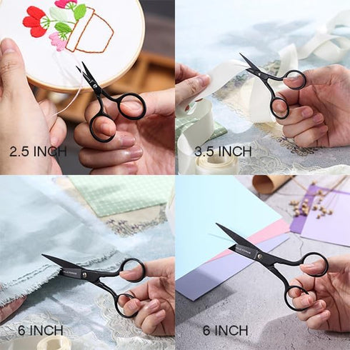 3 Pair Small Embroidery Scissors: Forged Stainless Steel Sharp Pointed Tip Precision Cutting Details Thread Yarn for fabric, sewing, craft, Needle...