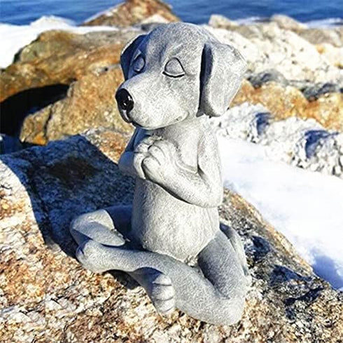 4.7" Meditation Dog Statue Yoga Dog Garden Decor Buddha Art Sculptures Home Ornament Garden Decoration, Home Decoration (Meditation Dog Statue, Do...