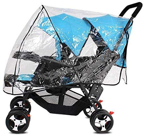 Universal Stroller Raincovers for Twins Baby Stroller Pushchair Waterproof Buggy Pram Raincoat Wind Dust Rain Covers PVC Double Carrycots Weather ...