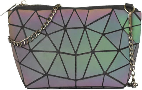 Holographic Laser Shoulder Bag, Geometric Hard Lattice Purses Handbags Reflective Envelope Handbag Luminous Purses Crossbody Bag Tote for Women...