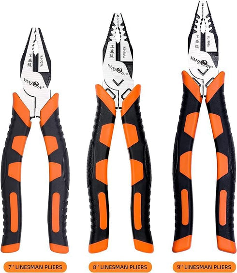 Linemans Pliers, 9-inch Linesman Combination Pliers Cutting Pliers with TPR Handle for Cutting Crimping Function, Screw Gripping Remover Pliers Ha...