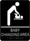 Baby Changing Area Sign for Business, ADA Compliant Braille Restroom Sign, 8.27 x 5.9 inch Diaper Changing Station Sign with Adhesive Back, Black ...