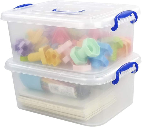 8 Liter Clear Plastic Storage Bins, 2 Packs Storage Boxes with Lids...