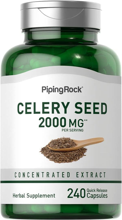 Piping Rock Celery Seed Extract Capsules | 2000mg | 240 Count | Concentrated Herbal Supplement | Non-GMO, Gluten Free...