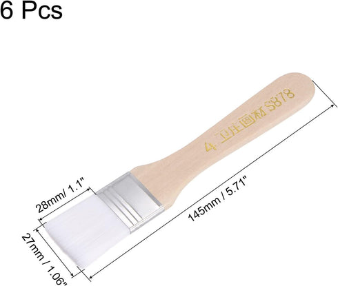 uxcell 1.1" Width Small Paint Brush Nylon Bristle with Wood Handle Painting Tool for Wall, Door, Cabinets, Furniture, Fences, White 6Pcs...