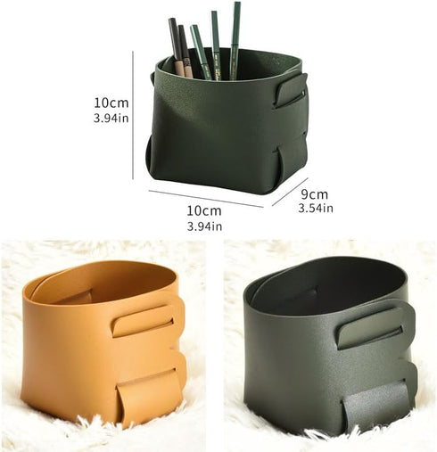 2 Pack Desktop Storage Box Organizer Collapsible Square Basket Bin Pen Holder for Makeup Brushes Gadget Cosmetic Pencil Lipstick Sunglasses Phone ...