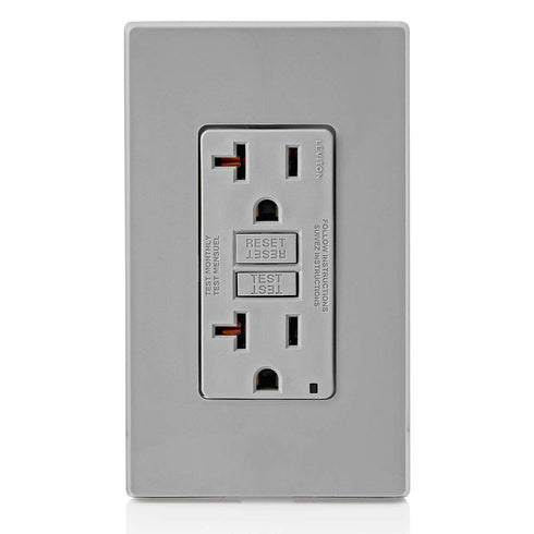 Leviton GFCI Outlet, 20 Amp, Self Test, Non Tamper-Resistant with LED Indicator Light, Protection from Electric Shock and Electrocution, GFNT2-GY,...