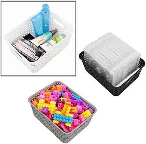 6-Pack 10.4-Inch x 7.6-Inch x 4.05-Inch Plastic Storage Basket, Woven Basket Bin...