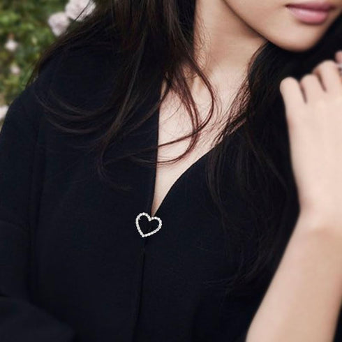 Crystal Love Heart Brooch Pin Valentine's Day Gift Pin Women Girls Hollow Heart Lapel Pin Badge for Mother's Day Gift...