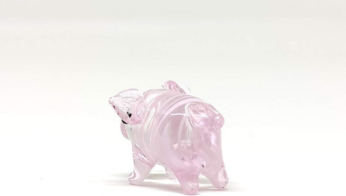 Tiny Pig Miniature Glass Figurine – Handmade Blown Glass Animal – Cute Collectible Pig Sculpture – Fairy Garden Pet Décor Gift (Pink)...
