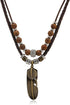 Men Leather Necklace Vintage Style Double Layers Braided Leather Tribal Necklace Boho Hipppie Beaded Artificial Feather Pendant Necklace for Daily...
