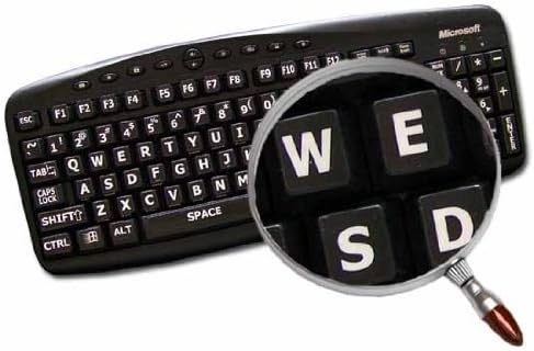 English US Large Letters Keyboard Stickers Matte Non Transparent Black Background (Upper CASE) by 4Keyboard...