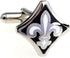 Fleur De Lis Black White Pair Cufflinks in a Presentation Gift Box & Polishing Cloth...
