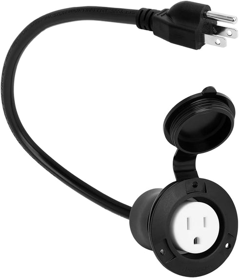 (1.6Feet) Waterproof 15Amp 125V Outdoor Power Outlet Extension Cord?SJTW 14AWG,Nema 5-15R 15A Outlet Extension Cord...