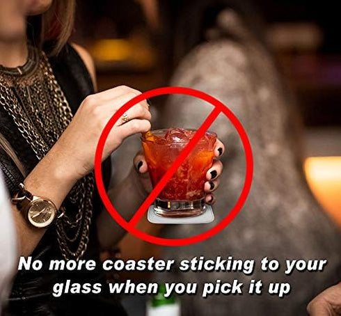 Silicone Non-Slip Drink Coasters with Removable Printed Absorbent Felt Pad - Set of 4 - Michael Godard: He & She Devil...