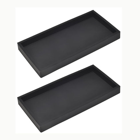 DNC Bathroom Vanity Tray for Counter, 2PC 7.9" Silicone Kitchen Sink Soap Tray for Countertop Dish Holder Dispenser Toilet Tank Desk Organizer Bla...