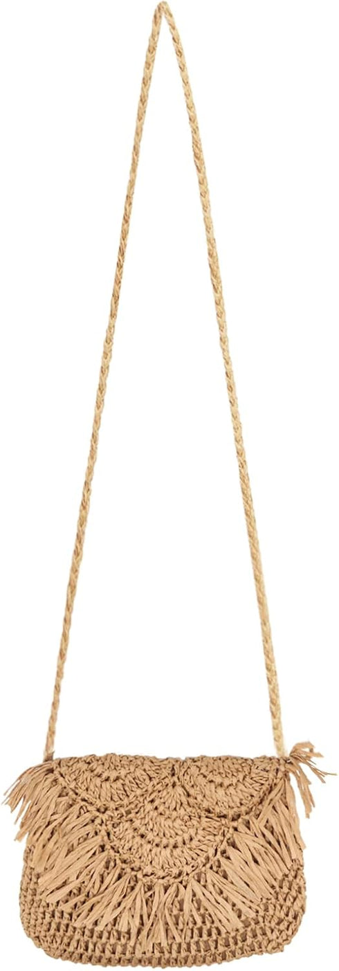 Women Straw Crossbody Purse Straw Clutch Bag Summer Beach Shoulder Handbag Woven Handmade Purse...