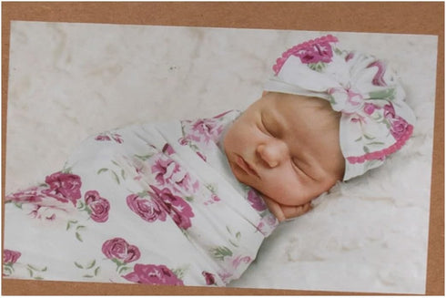 Baby Cotton Swaddle Blanket Wrap with Headband or Hat Set for Baby Girls, Boys Newborns and Infants 0-6 Months (Fabulously Fuchsia)...