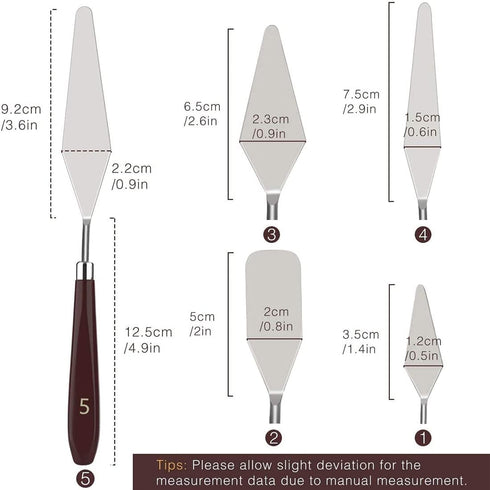 Artist Painting Knives Set - 5 Pieces Painting Knives Stainless Steel Spatula Palette Knife Oil Painting Accessories Color Mixing Set for Oil, Can...