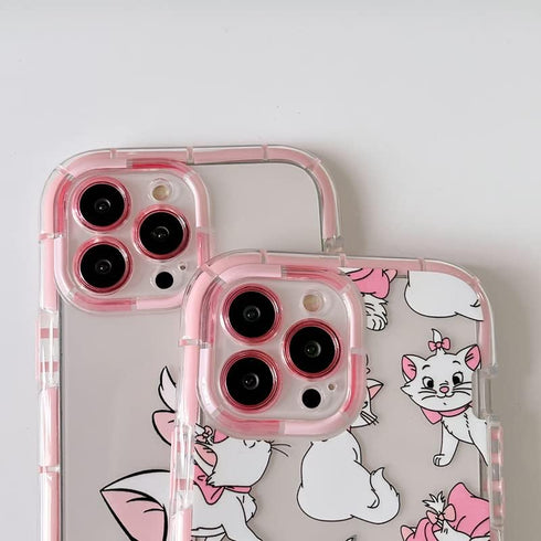 Clear Transparent Soft TPU Light Up in The Dark Case for Apple iPhone 15 Pro Max Cat Kitty Kitten Bow Baby Pink Color Bow Cartoon Anime Cute Lovel...