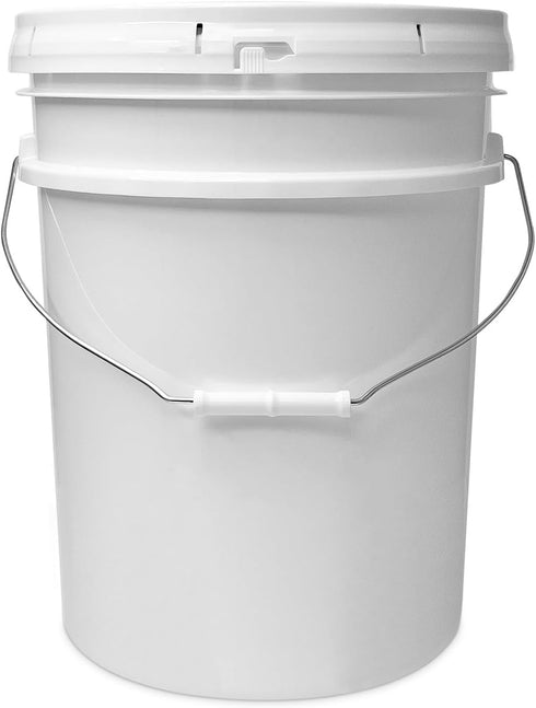 5 Gallon White Bucket & Lid, Made in The USA, Durable 90 Mil All Purpose Pail, Food Grade, Contains No BPA Plastic, Premium HPDE, 1 Pack...