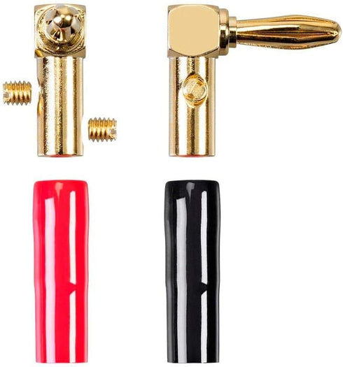 Monoprice 10 Pair Right Angle 24k Gold Plated Banana Speaker Wire Cable Screw Plug Connectors (121915) Black/Red...