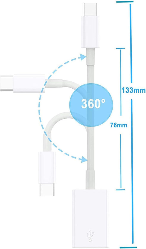 USB C to USB 3.0 Adapter (2 Pack),Type C to USB 3.0 Female OTG Cable Compatible with MacBook Pro/Air M2/M1/2020, iPhone 15 Pro/Max,iPad Pro,XPS,Ga...