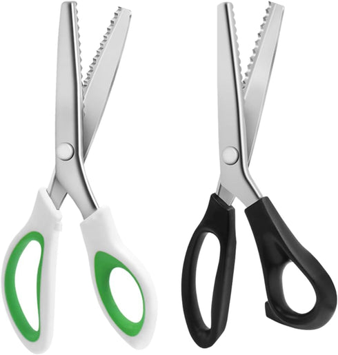 2 Pcs Pinking Shears, AIFUDA Zig Zag Scissors 5mm Craft Scissors Decorative Edge Comfort Grip Scrapbook Scissors for Sewing Fabric,Leather, Paper ...