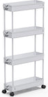 SPACEKEEPER Slim Rolling Storage Cart 4 Tier Bathroom Organizer Mobile Shelving Unit Storage Rolling Utility Cart Tower Rack for Kitchen Bathroom ...