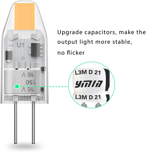 YUIIP G4 LED Bulb AC/DC 12V 1.2W (10W Halogen Bulb Replacement), Warm White 2700K JC G4 Bi Pin Light Bulbs for Under Cabinet Puck Light, Chandelie...