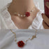 Fuqimanman2020 3PcsRose Flower Jewelry Red White Rose Bluebell Flower Long Necklaces Flower Dangle Earrings Rose Bluebell Bracelet Jewelry Sets Fo...