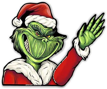 Grim Santa Waving Winter WiperTag with Decal attaches to rear vehicle wiper blade...
