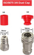 2sets 3/8" Hydraulic Coupler Dust Cap, Male Female Quick Coupler Cover, Hydraulic Quick Disconnects Port Plug Fittings with Retention Ring Keeps C...
