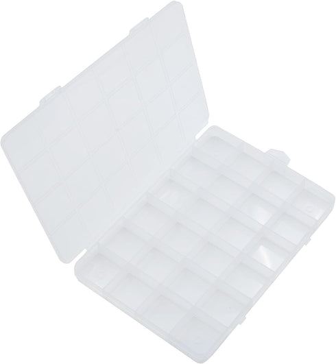 YIKANGHENG 25 Grids 7.5 Inch x 5.2 Inch Fixed Clear Plastic Jewelry Organizer Storage Box Jewelry Earring Tool Containers (1)...