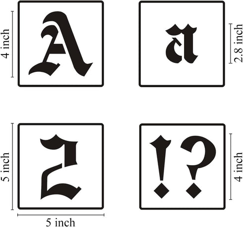 4 Inch Alphabet Letter Stencils for Painting - 70 Pack Old English Letter Stencil Templates with Numbers and Signs for Painting on Wood, Reusable ...